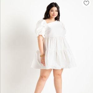 Asymmetrical trapeze dress ELOQUII size 18 white dress very pretty puff dress